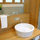 bamboo plywood vanity with vessel sink